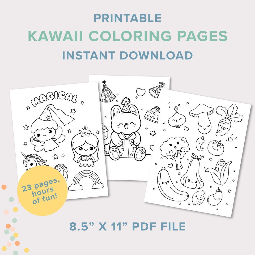 Fun Kawaii Coloring Pages, Kids Coloring Printables, Kawaii Book ...