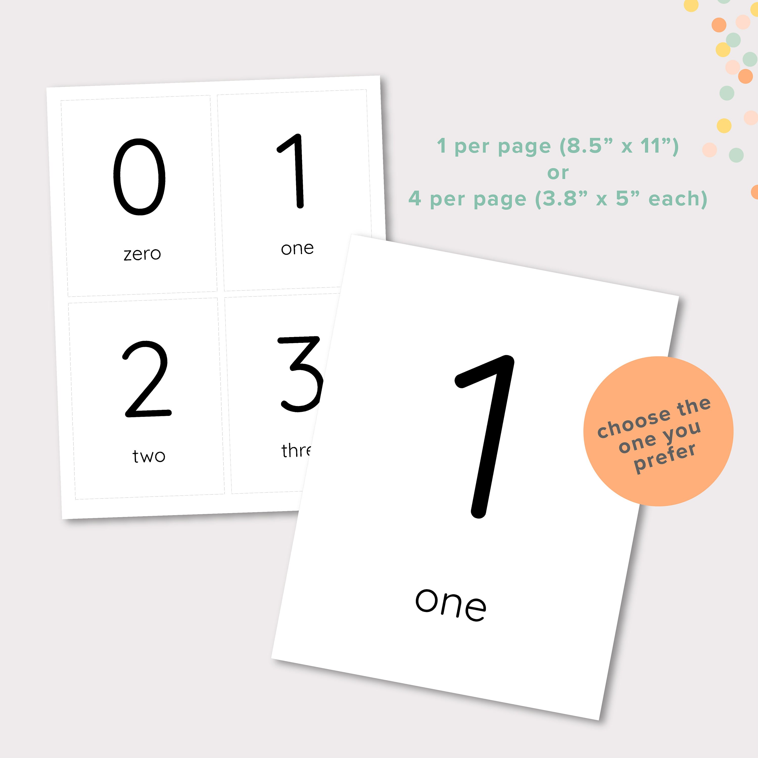 Printable Numbers Flash Cards, Preschool Counting Flash Cards, Count ...