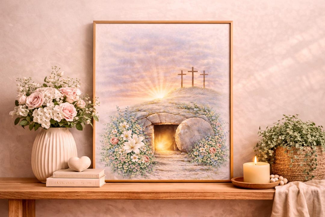 Empty Tomb Wall Art | He is Risen Easter Decor | Christian Resurrection ...