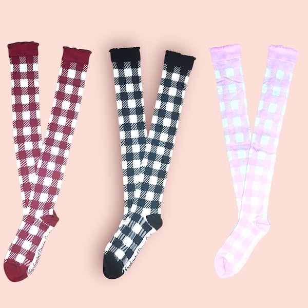 Sweet Gingham Lolita  over the knee socks