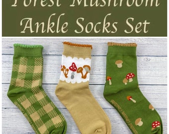 Forest Mushroom Ankle Socks Gift Set