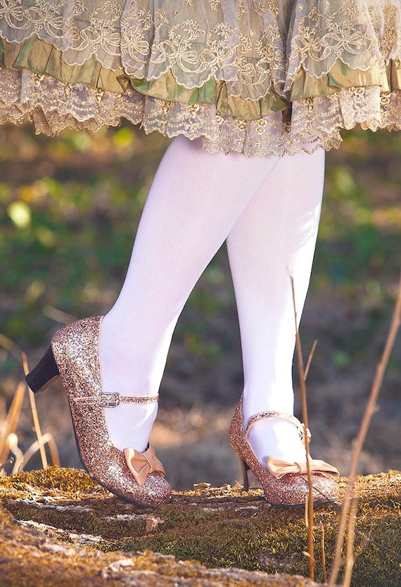 Lolita Mary Jane Leather Glitter Shoes. - Etsy