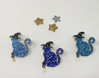 Wizard cat enamel pin brooch