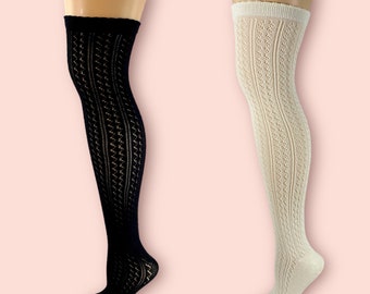 Cotton Lace knitted over the knee socks
