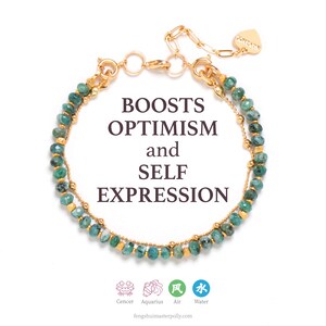 Amazoniet feng shui-armband stimuleert het optimisme en toont je ware zelf Gratis 1 bedel
