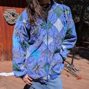 Handmade quilt lightweight zip-up jacket