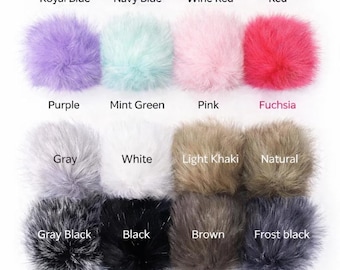 Pom Pom Faux Fur with Snap Button – 10cm Fluffy Hat Pom for Beanies Crochet Knitting DIY Accessories, 1 Pom Pom