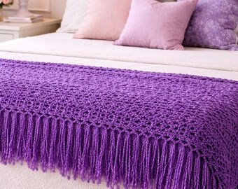 Purple Crochet Throw Blanket • Reiki Infused Healing Blanket • Handmade Bouclé Lapghan • Cozy Soft Sofa Throw • Boho Decor • Comfort Gift