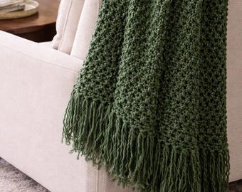 Green Throw Blanket Shades of Green Super soft Crocheted Blanket with fringe, Home Design, Interior Design Home Décor, Interior Designer