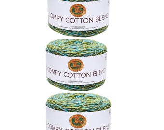 Lion Brand Yarn Comfy Cotton Blend Yarn, Spring Meadow 756-706, Bundle of 3 Crochet Supplies, Knitting Supplies, Craft, Discontinued, 3 Pack