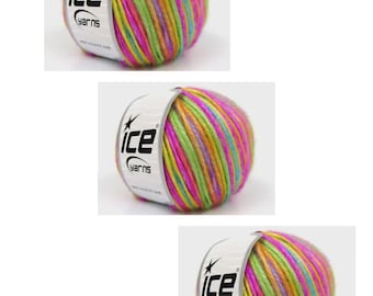 Ice Yarns PICASSO Rainbow 84638, Bundle of 3, 3 Pack Knitting Supplies, Crochet Supplies, Polyester Acrylic Yarn