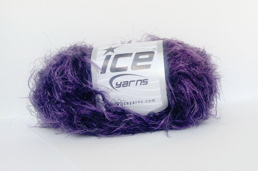 Ice Yarns Techno Star Dark Purple Long Eyelash, Fun Fur, Knitting
