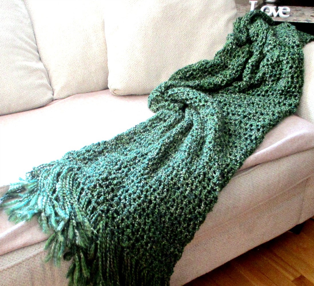 Green Throw Blanket Shades of Green Super Soft Crocheted Etsy