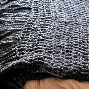 Throw Blanket Crocheted with Fringe Black Blanket, Handmade Afghan, Home Decor Bedroom Black Interior Palate Interior Design image 2