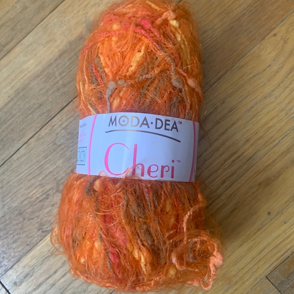 Moda Dea Cheri Orange 9257, Fun Fur, Destash Yarn Crochet Supplies, Knitting Supplies, Nylon 1.76 oz