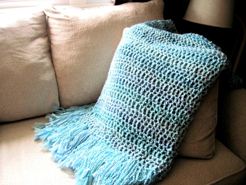 Turquoise Throw Blanket Super Soft With Fringe Turquoise Etsy