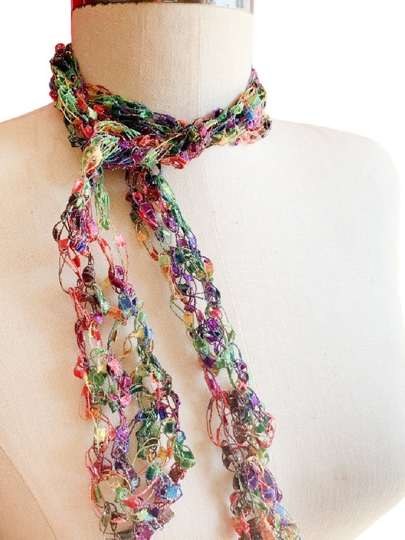 Skinny Scarf Necklace Scarf Multicolored Scarf Light Weight Ribbon Scarf Fashion Accessory BOGO Buy One Scarf Get Second One for 50 Off. Etsy Ireland