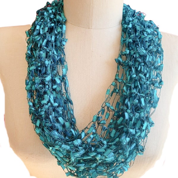 Infinity Scarf, Necklace Scarf Scarf, Loop Scarf Light weight Scarf, Turquoise Teal  BOGO Buy One Scarf Get Second One for 50% off.