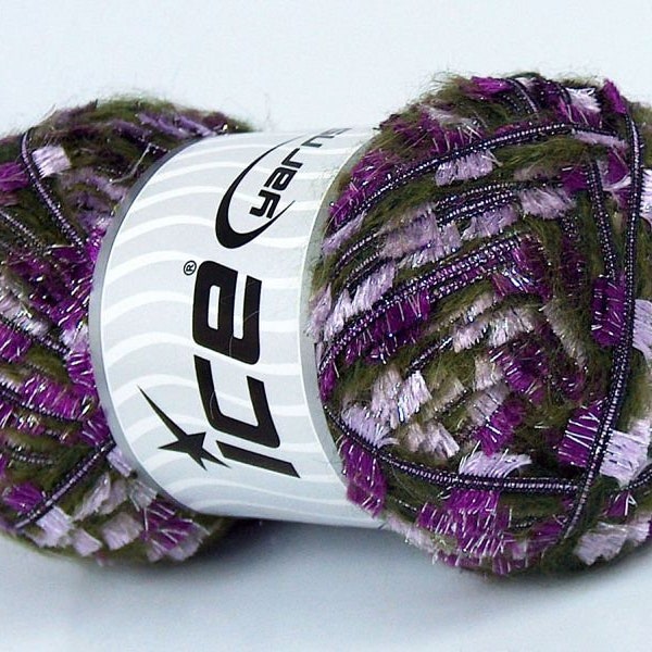 Ice Yarn Mohair-Wool Blend Khaki Shades, Purple, LilacYarn, Wool, Polyamide Knitting Supplies, Crochet Supplies, Yarn, Destash