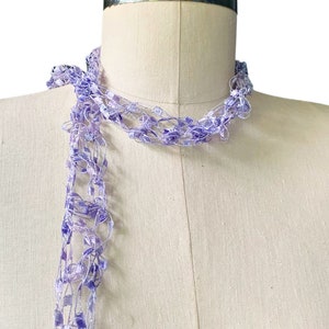 Skinny Scarf, Necklace Scarf, Lavender Scarf, Light Ribbon Scarf, Woman's, Fiber Jewelry BOGO Buy One Scarf Get Second One for 50% off.