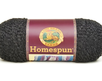 Homespun Lion Brand Yarn Black 790-373 Destash, 1 Skein, Ball of Yarn, Knitting Supplies, Crochet Supplies