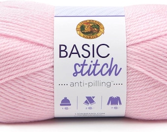 Lion Brand Yarn, Basic Stitch Baby Pink 202-101F, Craft Supplies, Crochet Supplies, Knitting Supplies, Destash,