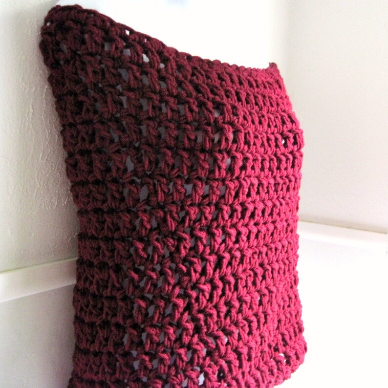 Infinity Scarf Maroon Red Scarf Cowl Oxblood Red , Chunky Scarf, Winter Fashion, Crocheted Scarf image 3