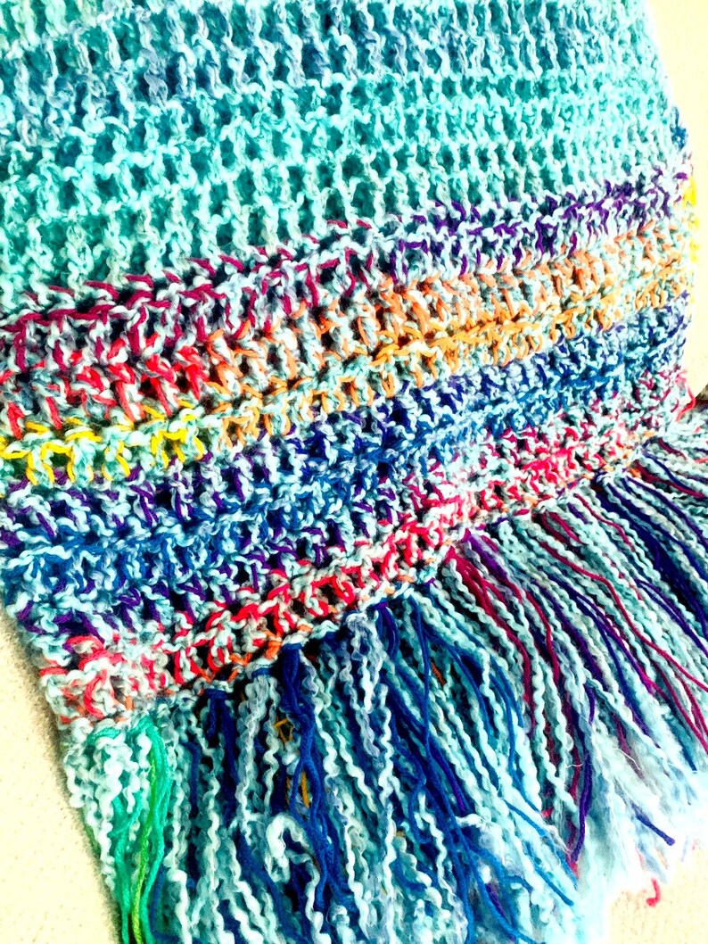 interior design home decor MADE TO ORDER Turquiose with Rainbow Combination home design with fringe Turquoise Rainbow Throw Blanket