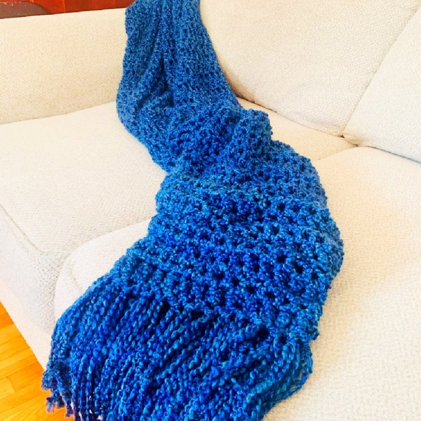 Blue Crochet Blanket Etsy
