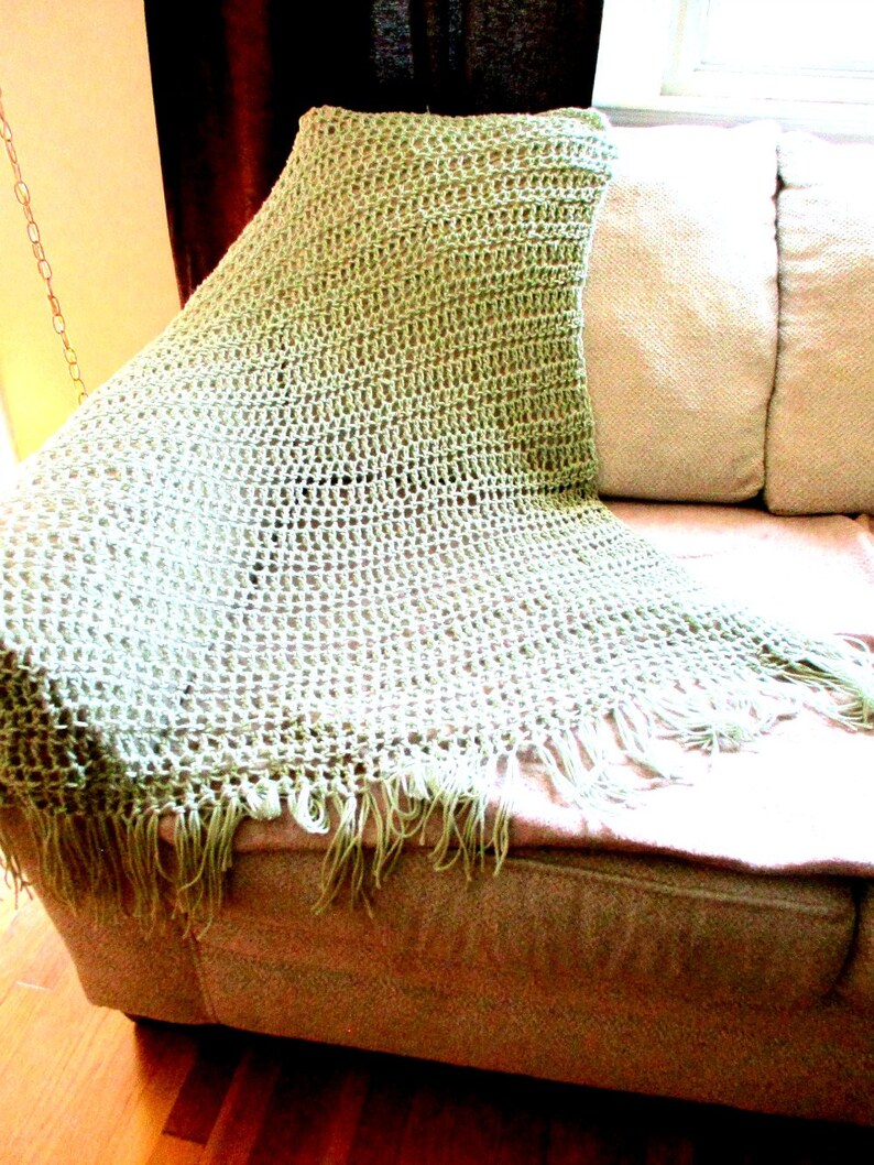 Throw Blanket Sage Green Handmade Solid Knit Crocheted Etsy