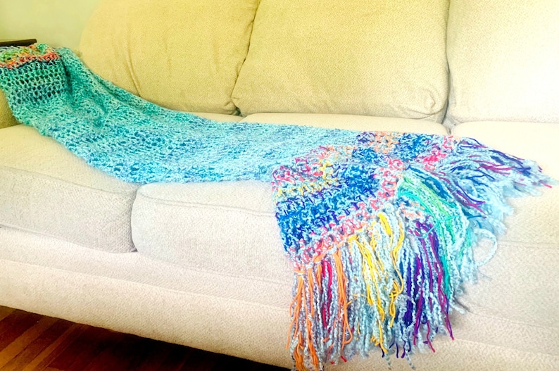 interior design home decor MADE TO ORDER Turquiose with Rainbow Combination home design with fringe Turquoise Rainbow Throw Blanket