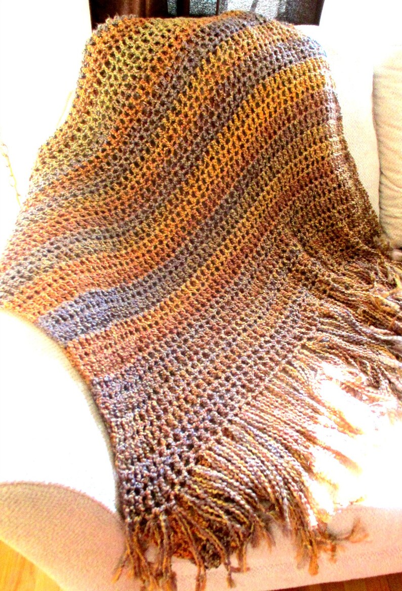 Throw Blanket Earth Tones Browns Blues Amber Rustic Home Etsy