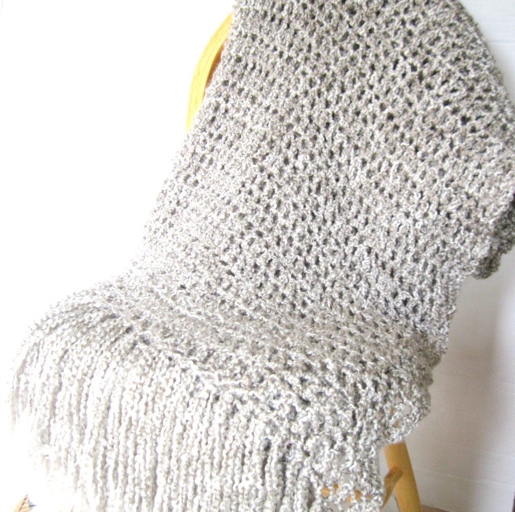 Grey Throw Blanket Light Grey Super soft with fringe Gray | Etsy