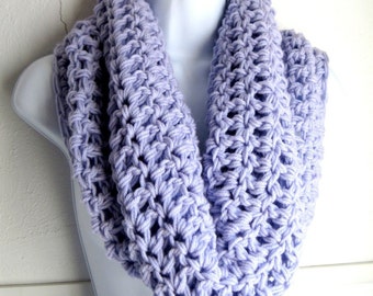 Infinity Scarf Lilac Purple Cowl-  Extra Large Chunky Infinity Scarf, Lavender Single Loop Scarf