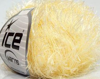 Ice Eyelash Yarn Light Yellow fnt2-67711 Polyester, Supplies, Crochet, Knitting, Destash