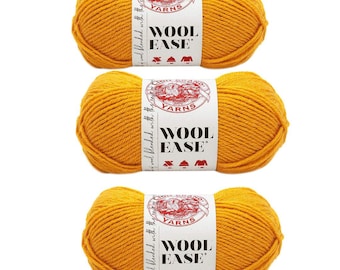Wool Ease, Lion Brand Yarn, Gold 620-171 Bundle of 3. 3 Pack Of Yarn, Destash, Skein, Crochet, knitting, Supplies