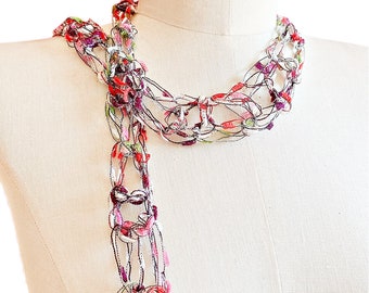 Skinny Scarf, Pink, Green, Plum, White Scarf Light Weight Ribbon BOGO Buy One Scarf Get Second One for 50% off.