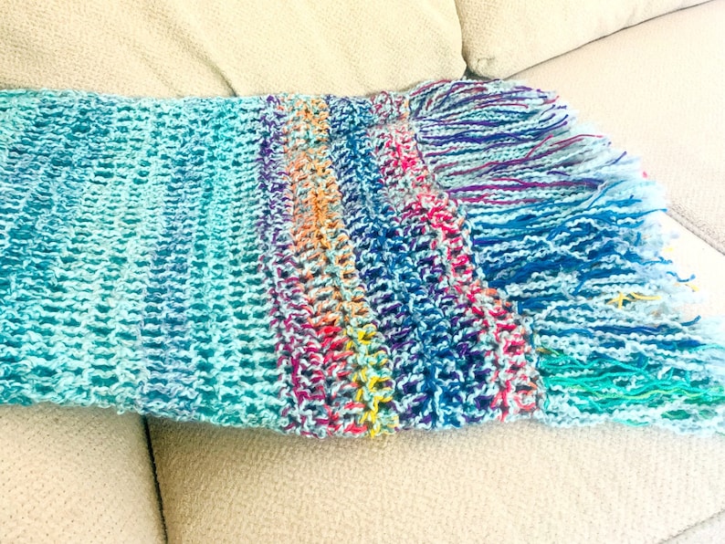 interior design home decor MADE TO ORDER Turquiose with Rainbow Combination home design with fringe Turquoise Rainbow Throw Blanket