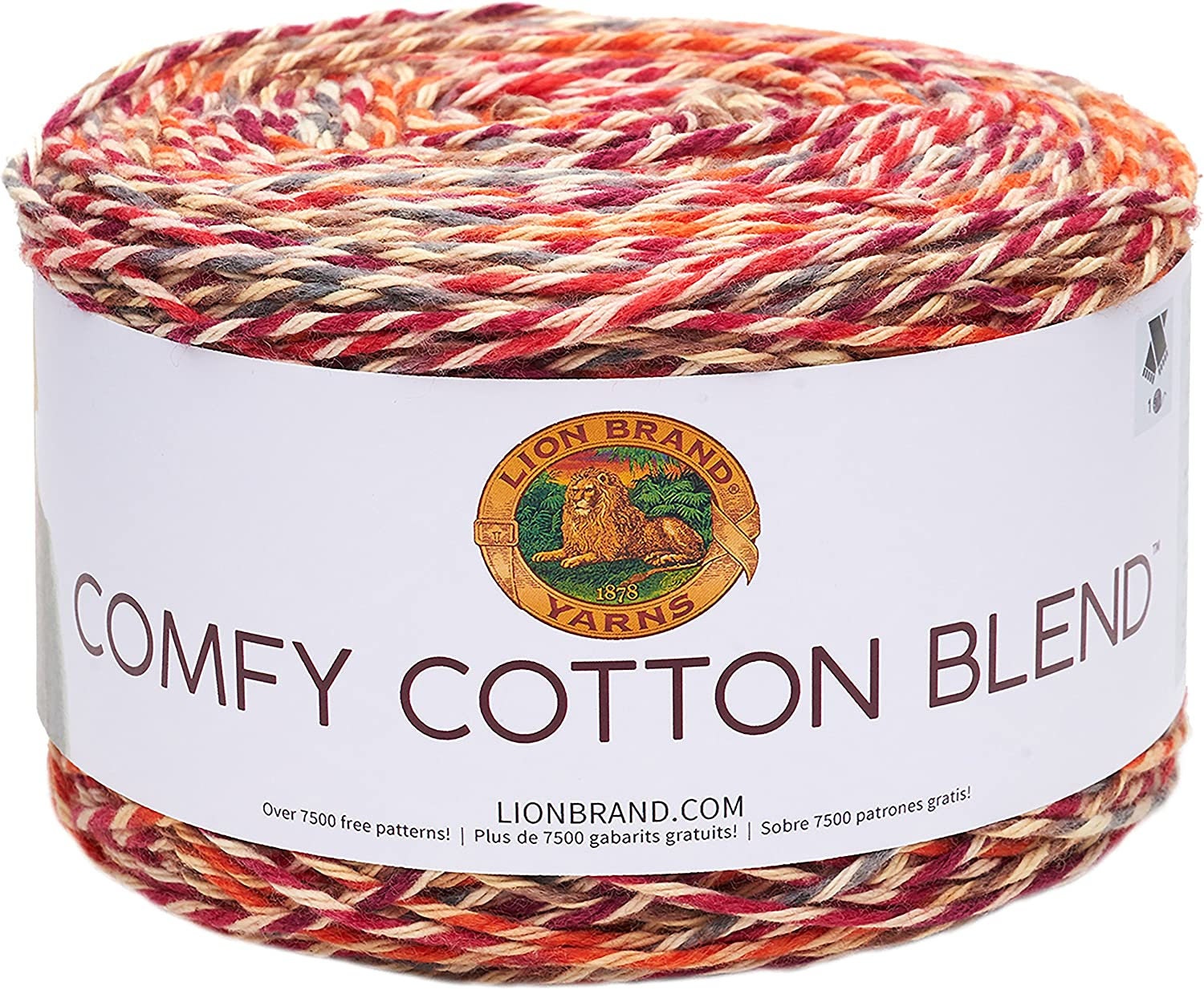Lion Brand Yarn Comfy Cotton Blend Yarn, Enchanting Embers, 756-701 Crochet Supplies, Knitting Supplies, Craft, Destash, Discontinued