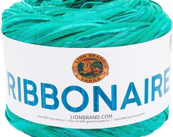 Lion Brand Yarn Ribbonaire Arcadia  225-178  Destash, Knitting Supplies, Crochet Supplies, Novelty Yarn, Discontinued Yarn