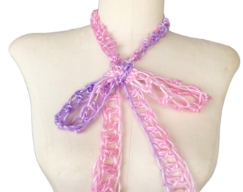 Skinny Scarf, Necklace Scarf, Pink and Purple Scarf, Light Weight Scarf, BOGO Buy One Scarf Get Second One for 50% off