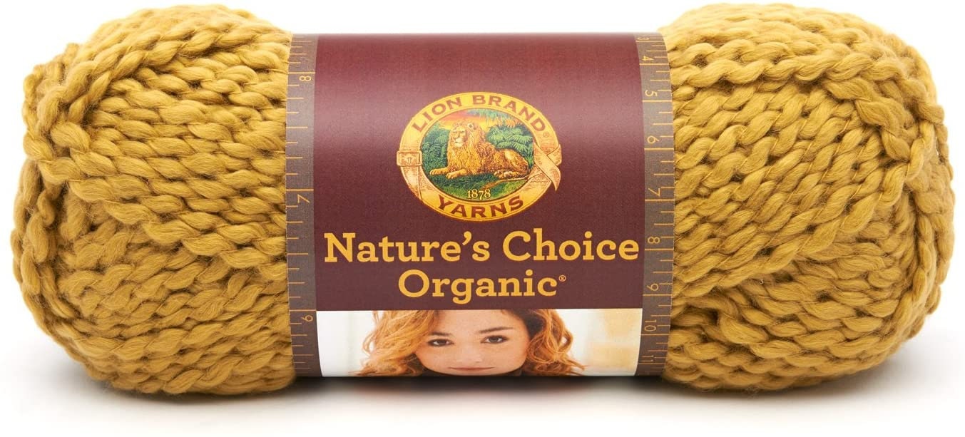 Lion Brand Yarn 480-174C Nature's Choice Organic Cotton Yarn, Olive,  Destash, Crochet Supplies, Knitting Supplies