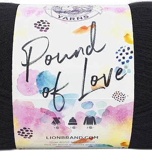 Lion Brand Yarn, Pound of Love Yarn, Black 550-153 Destash, Knitting Supplies, Crochet Supplies, Craft Supplies