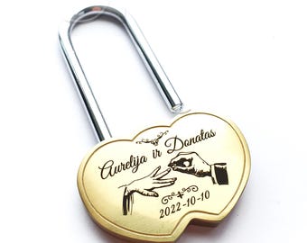 Cadeado de amor personalizado | Cadeado de coração | Cadeado de casamento | Aniversário de casamento | Cadeado de amantes gravado | Presente de dia dos namorados | Cadeado de latão
