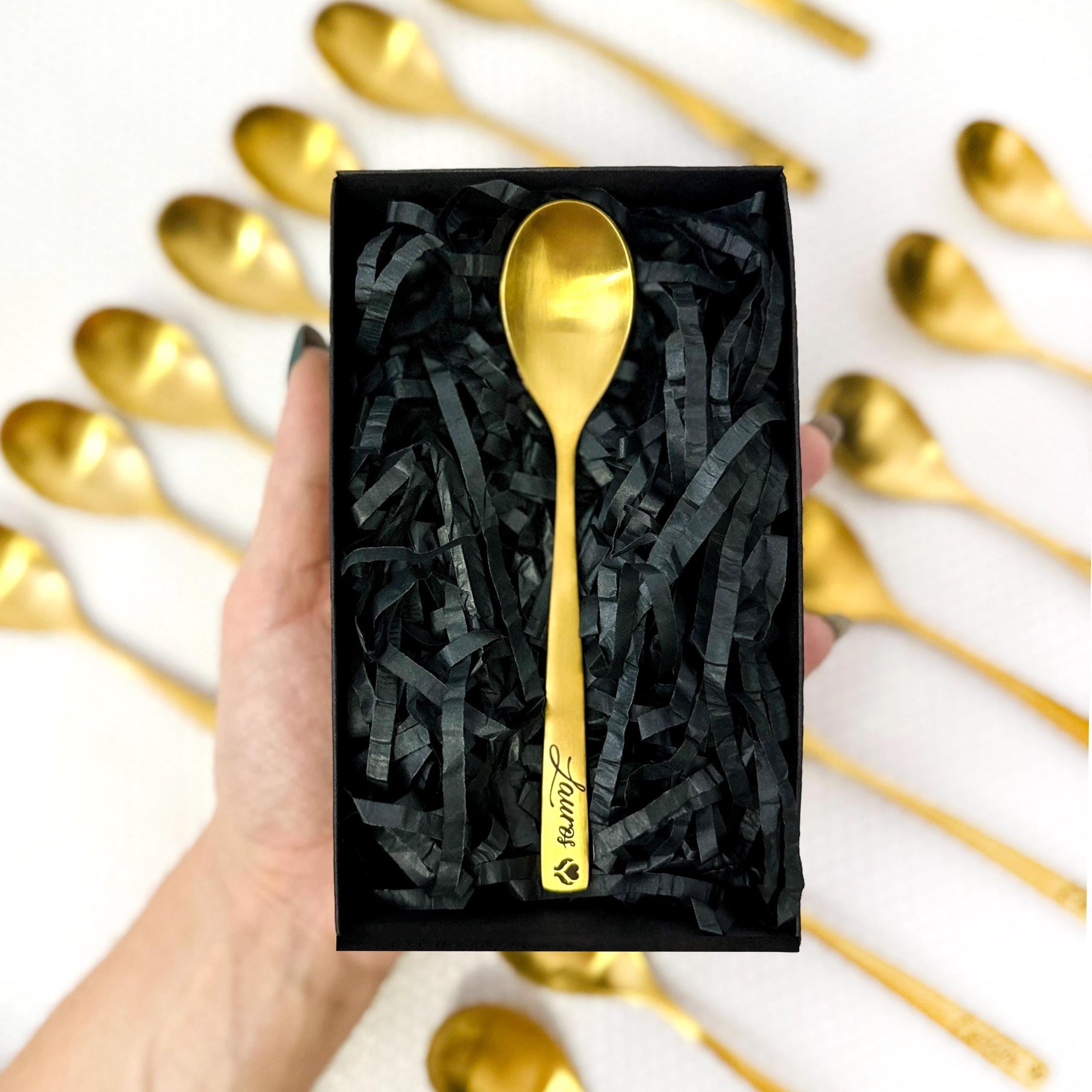 Colher de chá personalizada | Colher personalizada gravada para Natal, aniversários e datas comemorativas | Presente de família exclusivo para amantes de chá