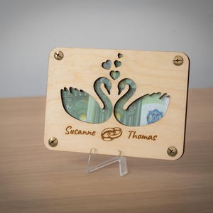 Geld cadeau bruiloft gepersonaliseerde graveerkaart met envelop cadeau idee duurzame kaart van hout als huwelijkscadeau