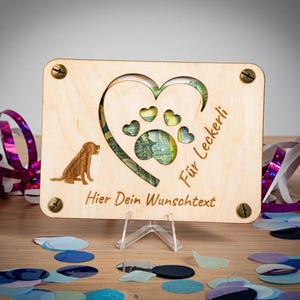 Cadeau en argent chien et chat carte gravée personnalisée avec enveloppe idée cadeau carte durable en bois
