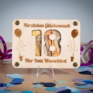 Geld cadeau verjaardag gepersonaliseerde graveerkaart met envelop cadeau-idee duurzame kaart van hout