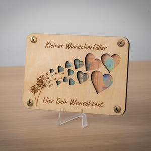 Regalo di denaro, esauditore di desideri, carta con incisione personalizzata con busta, idea regalo, carta sostenibile in legno come regalo per gli amici