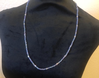 Collar de cuentas de 13 pulgadas en color morado y blanco, joyería de cuentas